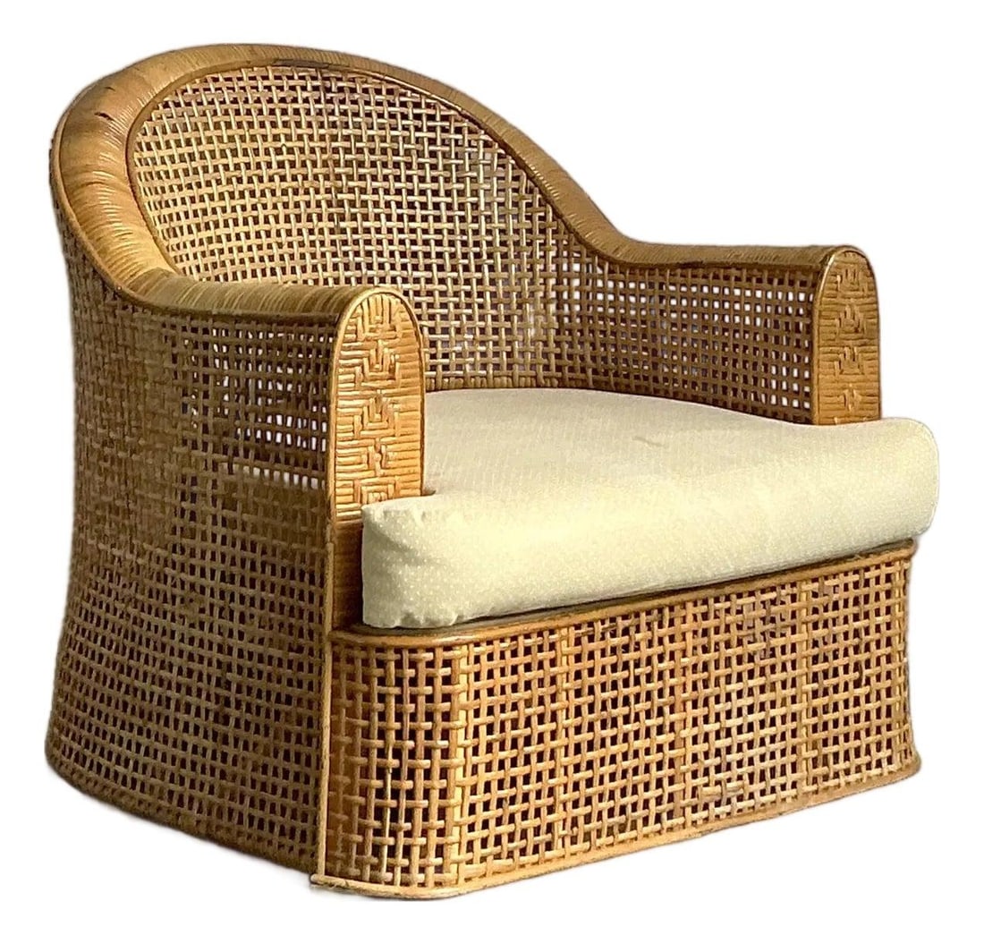 Bohemian Style Vintage Rattan Lounge Chair With Sculptural Woven Design (1 of 6)