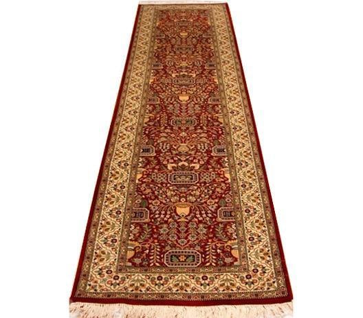 Luxurious 2.7 x 10.6 Crimson Red Wool Silk Sino Tabriz Runner Handmade: Luxurious 2.7 x 10.6 Crimson Red Wool Silk Sino Tabriz Runner Handmade Free continental US Shipping Introducing a luxurious 2.7 x 10.6 Crimson Red Wool & Silk Sino Tabriz Runner, a masterpiece of eleg