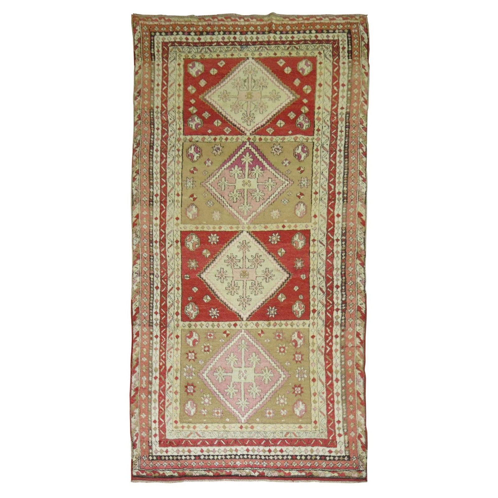Zabihi Collection Antique Karabagh Carpet 1920 Agra Style Hand-Woven Wool 4' x 7'9" (1 of 8)