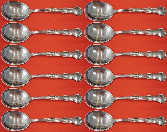 Gorham Rondo Sterling Silver Cream Soup Spoon Set 12 Pieces: Gorham Rondo Sterling Silver Cream Soup Spoon Set 12 Pieces Enhance your dining experience with this exquisite 12-piece set of Rondo cream soup spoons by Gorham. Crafted from high-quality sterling sil