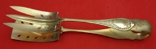 Wood & Hughes Marguerite Sterling Silver Asparagus Tong Gilt 10.5" (1 of 2)