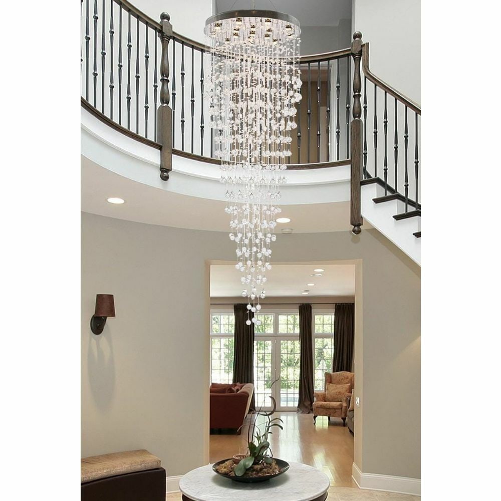 Galaxy 16 Light Chrome Crystal Chandelier 120in Modern Foyer Fixture: Galaxy 16 Light Chrome Crystal Chandelier 120in Modern Foyer Fixture Illuminate your space with this stunning Galaxy 16 Light Chandelier, designed to be a focal point in any room. Featuring a modern s