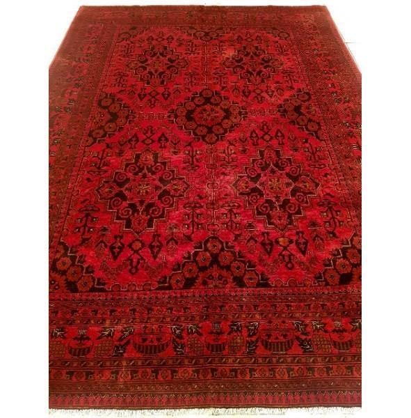 Afghan Khal Momadi 6.8 x 9 Wool Rug Tribal Design Dark Red Black (1 of 6)
