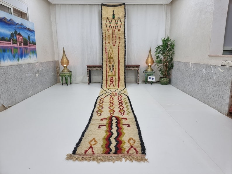 Elegant Handmade Moroccan Berber Runner Rug 2 x 19.68 Feet: Elegant Handmade Moroccan Berber Runner Rug 2 x 19.68 Feet Enhance your space with this elegant and authentic handmade Moroccan Berber runner rug. Skillfully handwoven in the Middle Atlas Mountains by
