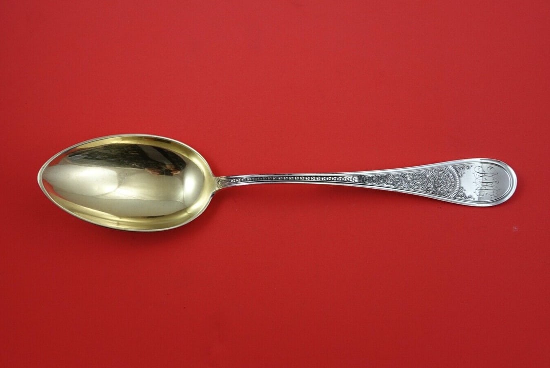 Knowles Coronet Sterling Silver Stuffing Spoon Gold Wash 11 1/4" (1 of 2)