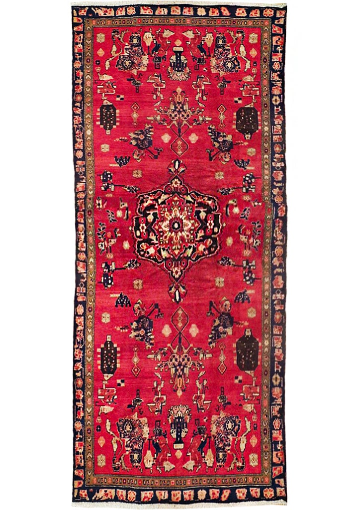 Handwoven 5'4 x 11'2 Red Semi-Antique Persian Herati Runner (1 of 6)