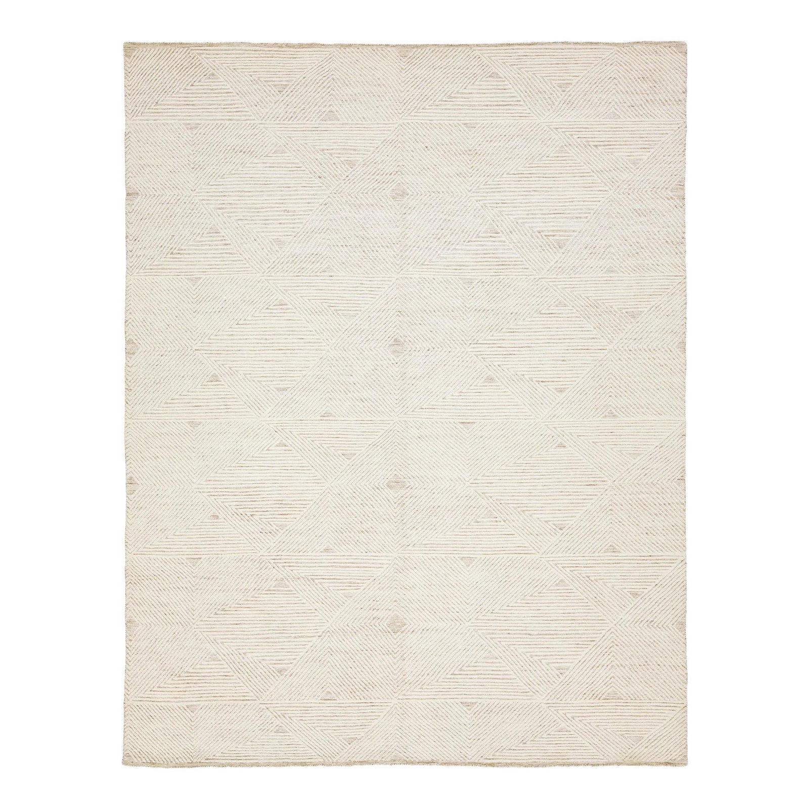 Handmade Moroccan Beige Wool Rug with Geometric Design 7'10 x 10'1: Handmade Moroccan Beige Wool Rug with Geometric Design 7'10 x 10'1 Enhance your living space with this exquisite modern handmade Moroccan rug, meticulously crafted from high-quality wool. The rug show