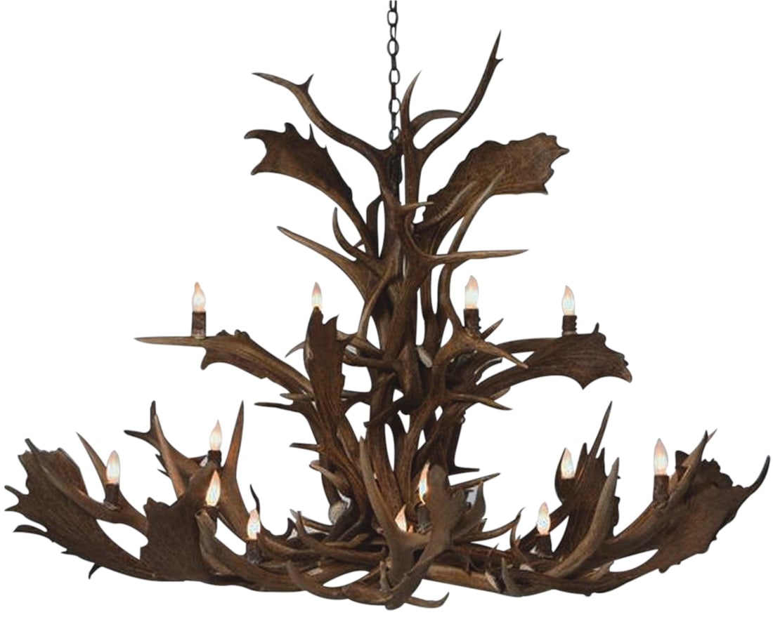 Rustic 16-Light Elk Antler Bowl Chandelier (1 of 2)