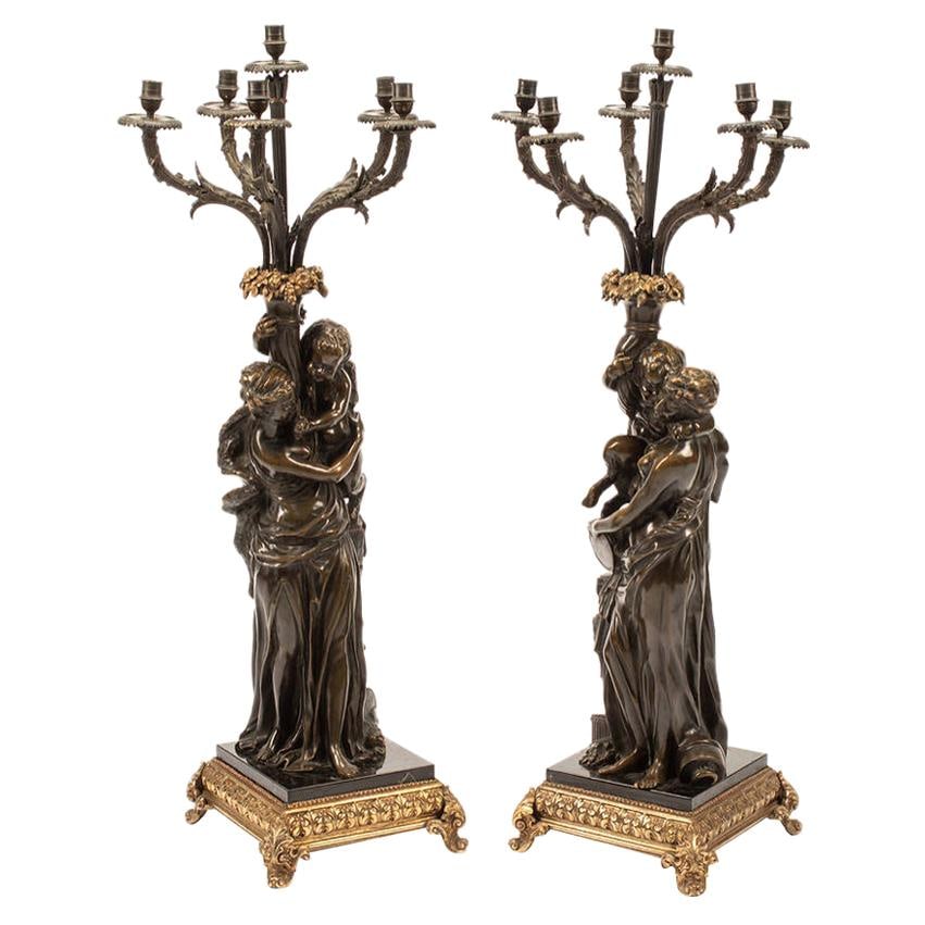 Neoclassical Bronze Candelabra in the Manner of Clodion Greek Revival Style (1 of 11)