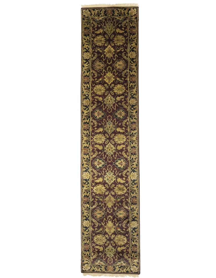 Hand-Knotted Wool Floral Runner Rug 2'7 x 12'0 Eco Friendly (1 of 16)