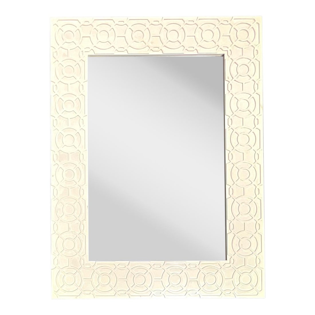 Vintage Currey and Company Fret Work Mirror Off-White 34.5 x 46 (1 of 6)