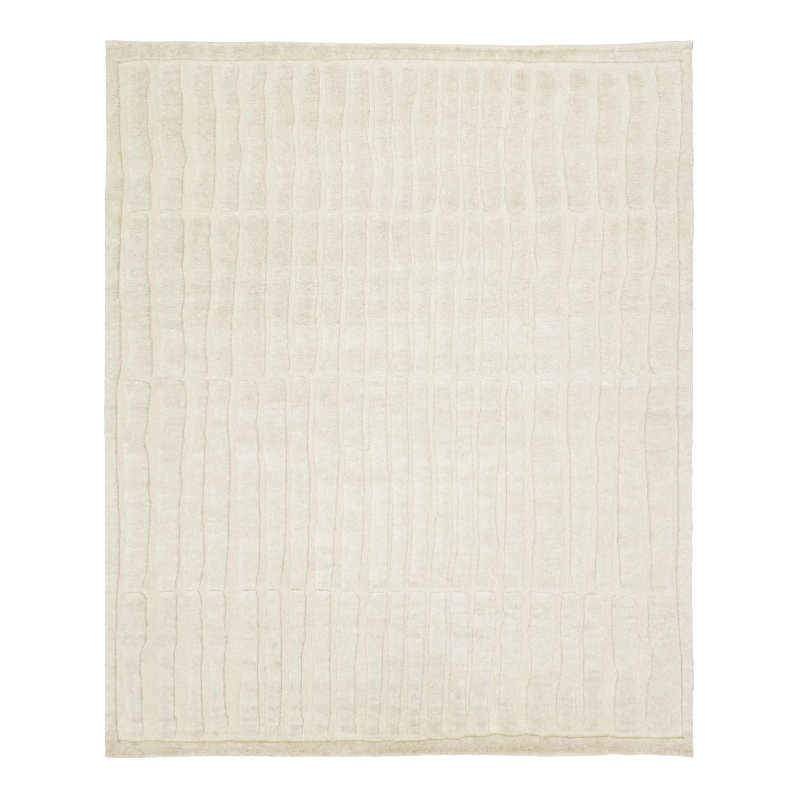 Moroccan-Style Hand-Knotted Wool Rug Ivory 8'2" x 9'10": Moroccan-Style Hand-Knotted Wool Rug Ivory 8'2" x 9'10" Elevate your space with this exquisite Moroccan-style wool rug, meticulously hand-knotted to showcase a stunning modern design. The natural ivor