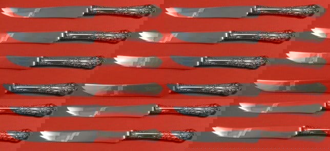 Reed & Barton French Renaissance Sterling Silver Steak Knife Set 12 pcs 8 1/2" (1 of 1)