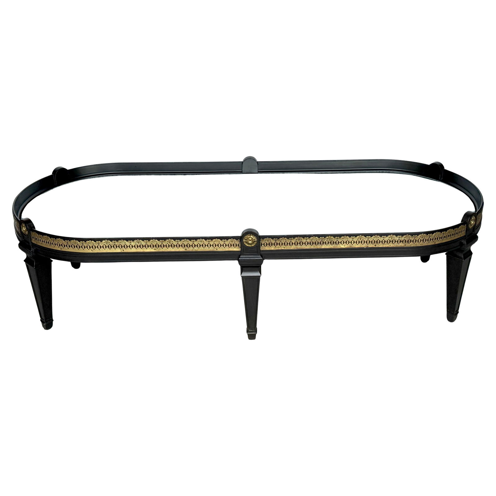 Maison Jansen 1960s Neoclassical Black Lacquer Coffee Table with Bronze and Mirror (1 of 12)