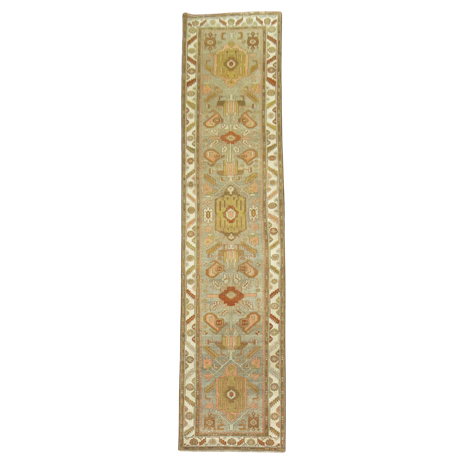 Zabihi Collection Antique 20th Century Kurd Bidjar Gray Runner 42 x 190 (1 of 8)