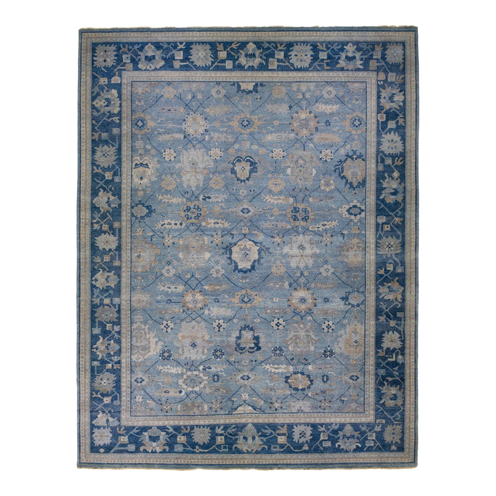 Modern Mahal Handmade Blue Wool Rug 14'10 x 19'00 (1 of 8)