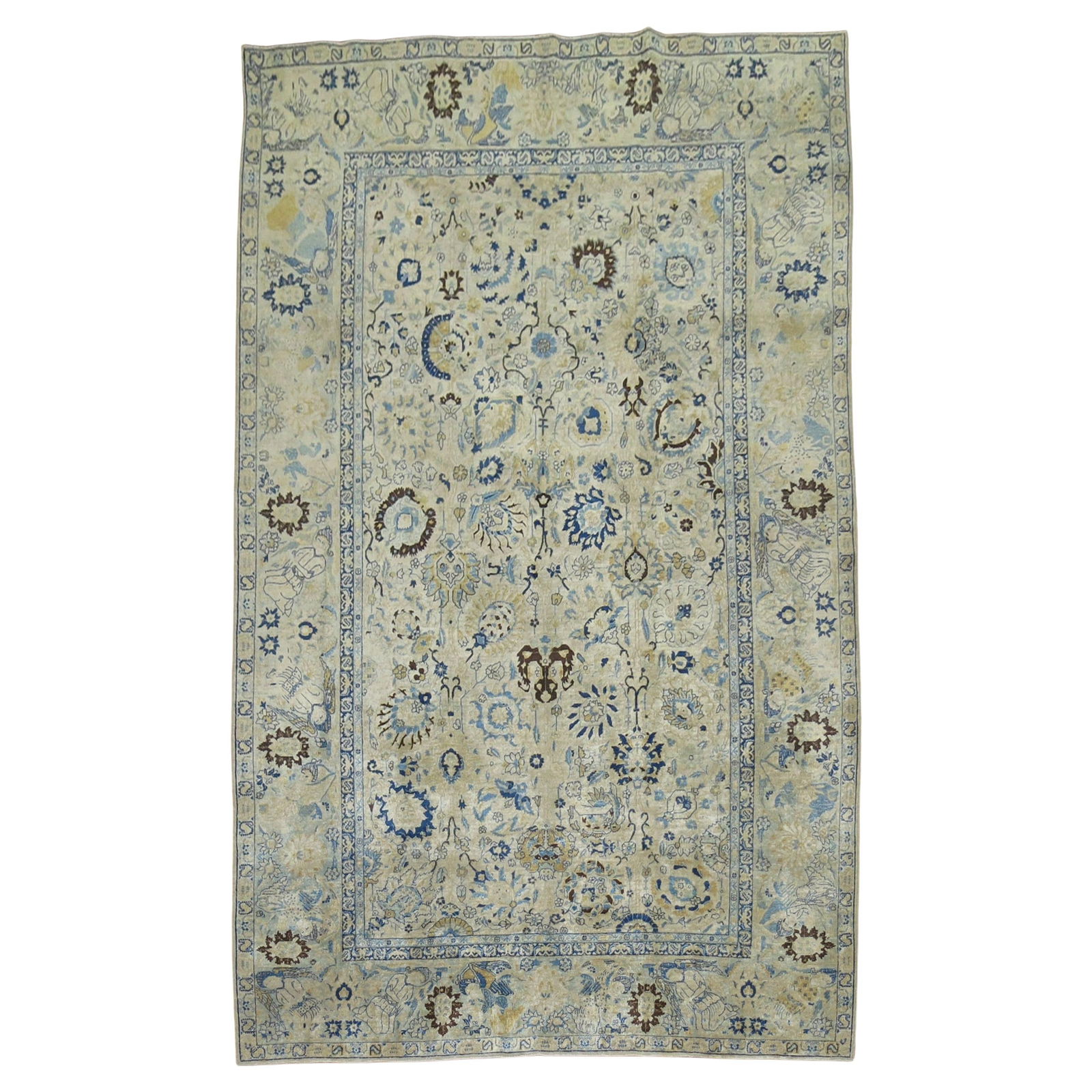 Antique Tabriz Rug with Angel Border 78 x 122 Wool Hand-Knotted (1 of 8)