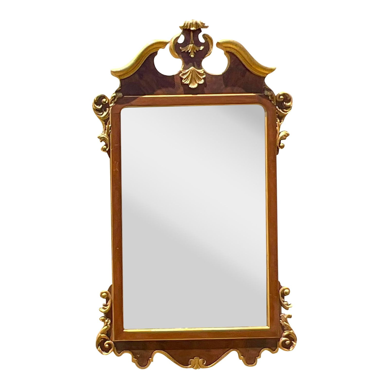 Vintage Regency LaBarge Gilt Tipped Mirror USA 28.5 x 49 Chestnut (1 of 8)