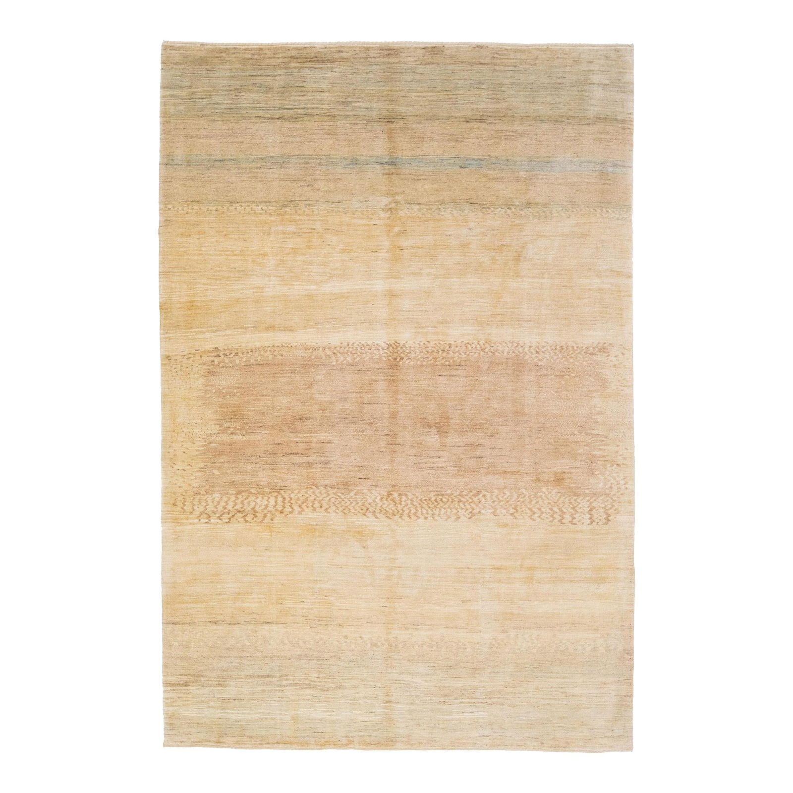 Modern Shouli Gabbeh Beige Wool Rug 3'7 x 5'7 Geometric Design (1 of 10)