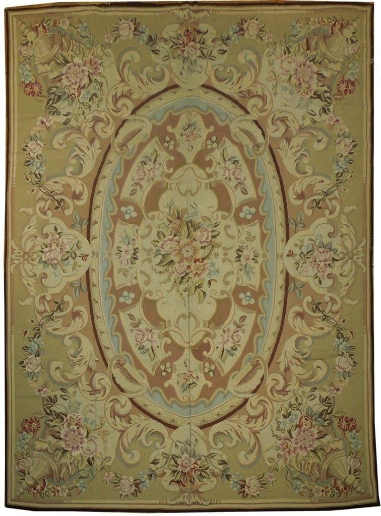 8'10 x 12' Aubusson Savanerrie Handmade Flat Weave Rug: 8'10 x 12' Aubusson Savanerrie Handmade Flat Weave Rug Free continental US Shipping Elevate your living space with the 8.10 x 12 Aubusson Savanerrie Flat Weave Rug, a stunning piece that combines eleg