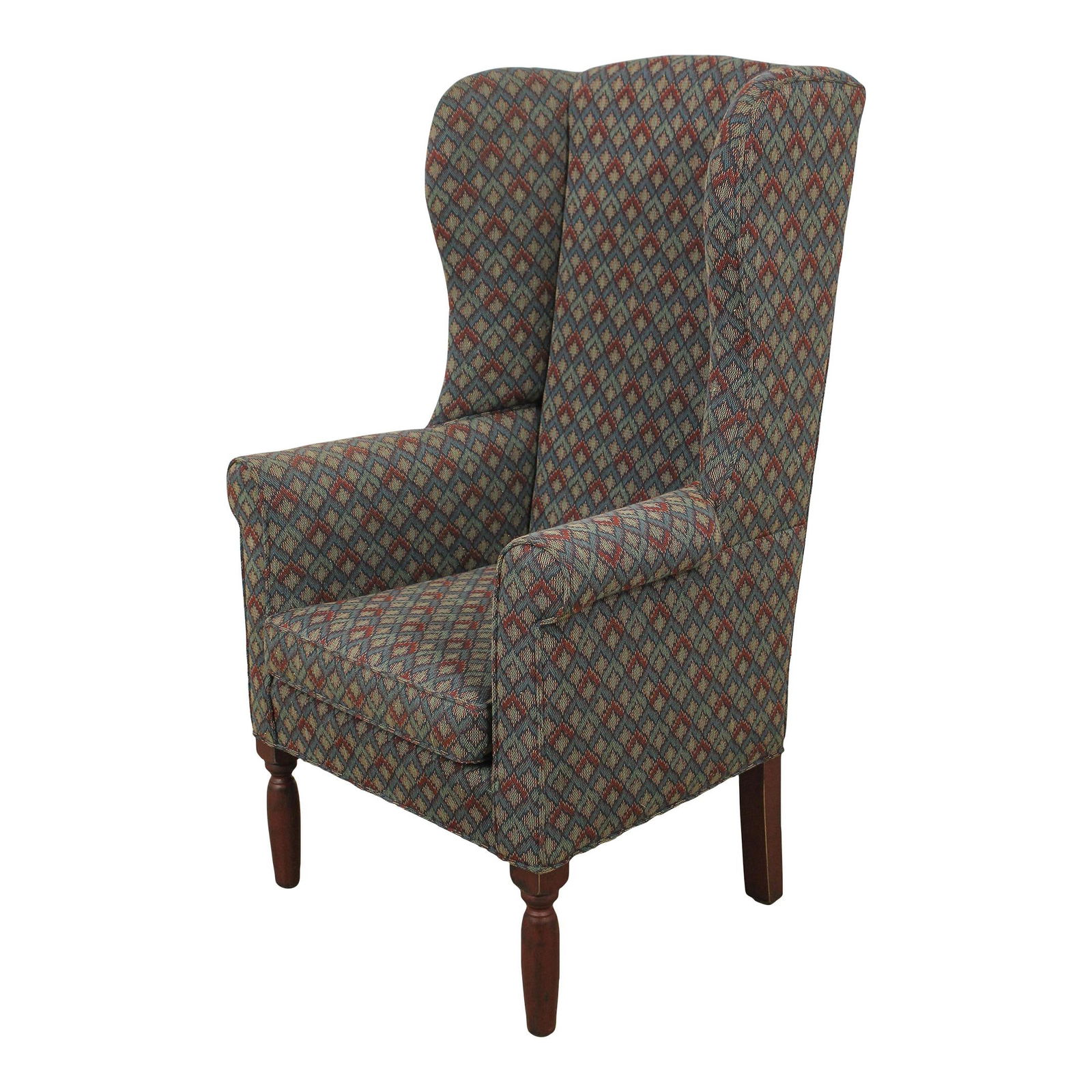 Seraph Country Style Wing Chair Rustic Brown Upholstery 20 Years Old: Seraph Country Style Wing Chair Rustic Brown Upholstery 20 Years Old This Seraph Country Style Narrow Wing Chair features a timeless design with a charming red rubbed distressed painted finish. Approx