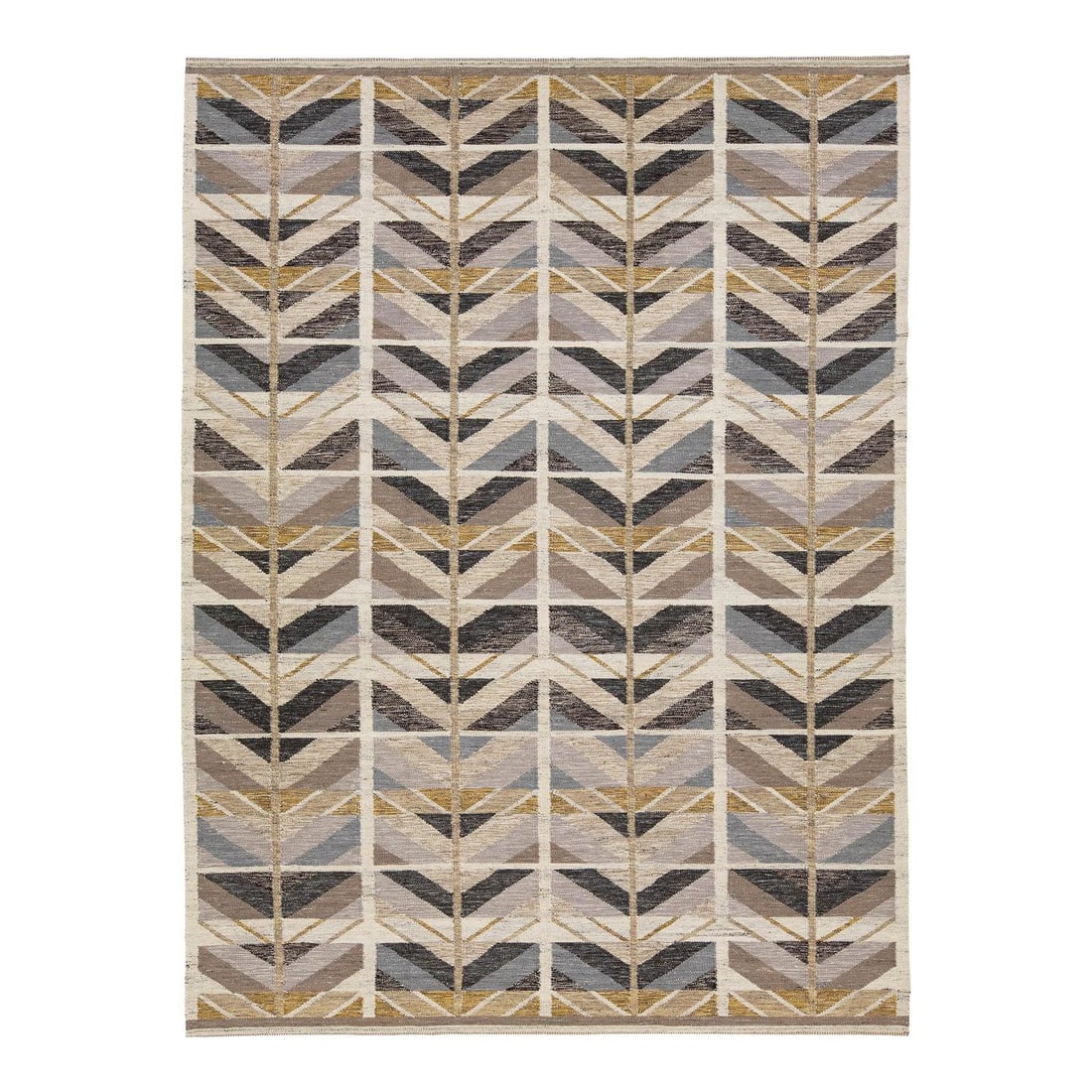 9 x 12 Swedish Flat-Weave Wool Rug Geometric Design Beige (1 of 9)