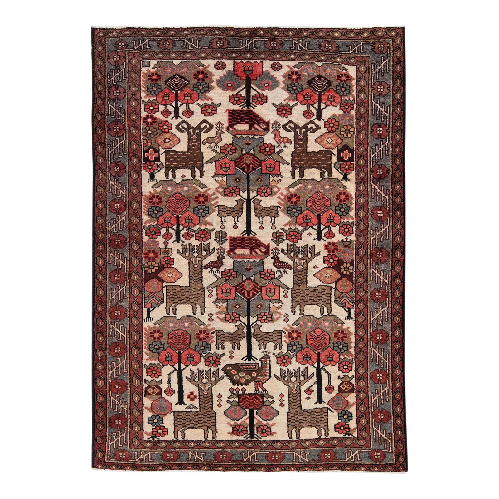 Vintage Persian Tabriz Handmade Wool Rug 4'6 x 6'6 Red (1 of 7)