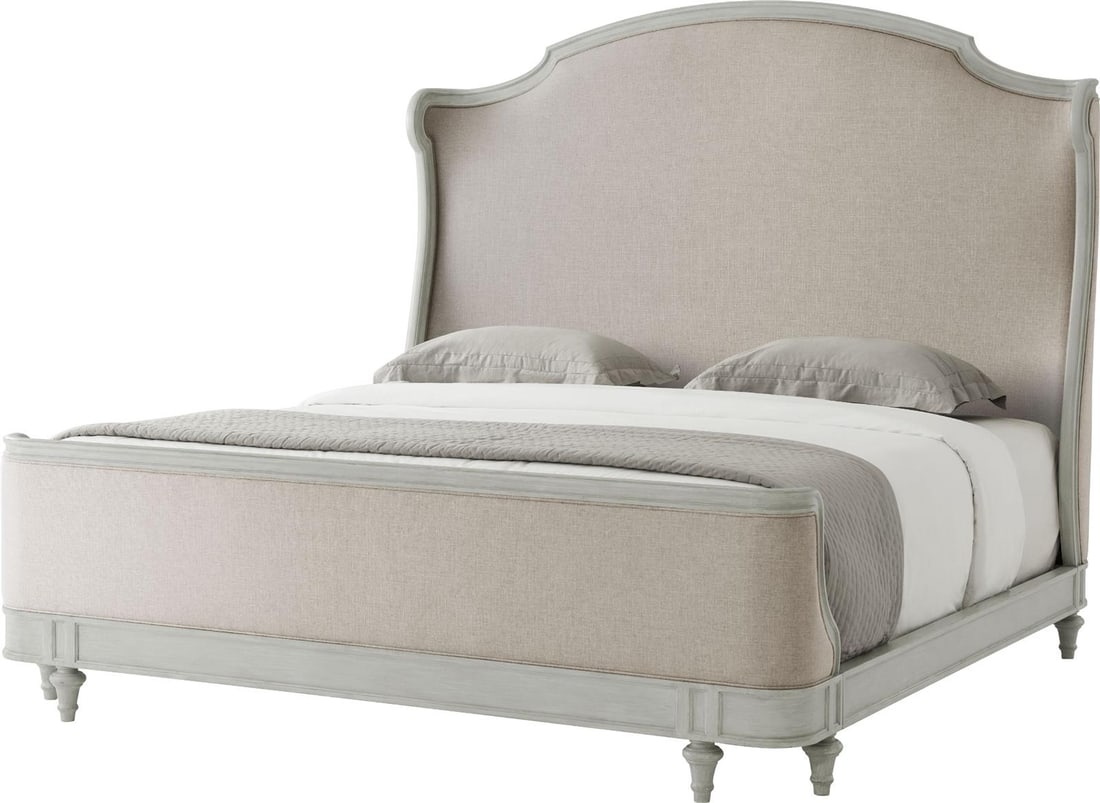 Theodore Alexander Hand-Carved Madeleine King Bed with Upholstered Headboard (1 of 3)