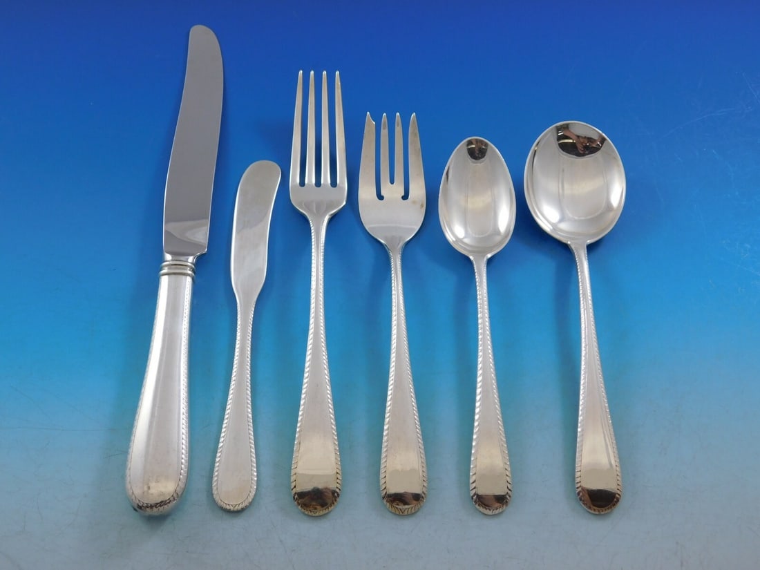 Blackinton French Colonial Engraved Sterling Silver Flatware Set 48 Pieces Service for 8: Blackinton French Colonial Engraved Sterling Silver Flatware Set 48 Pieces Service for 8 Elevate your dining experience with this exquisite French Colonial Engraved Sterling Silver Flatware Set by Bla