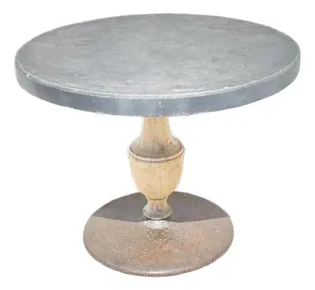 Unique Vintage Boho Pedestal Table with Patinated Steel Base (1 of 8)