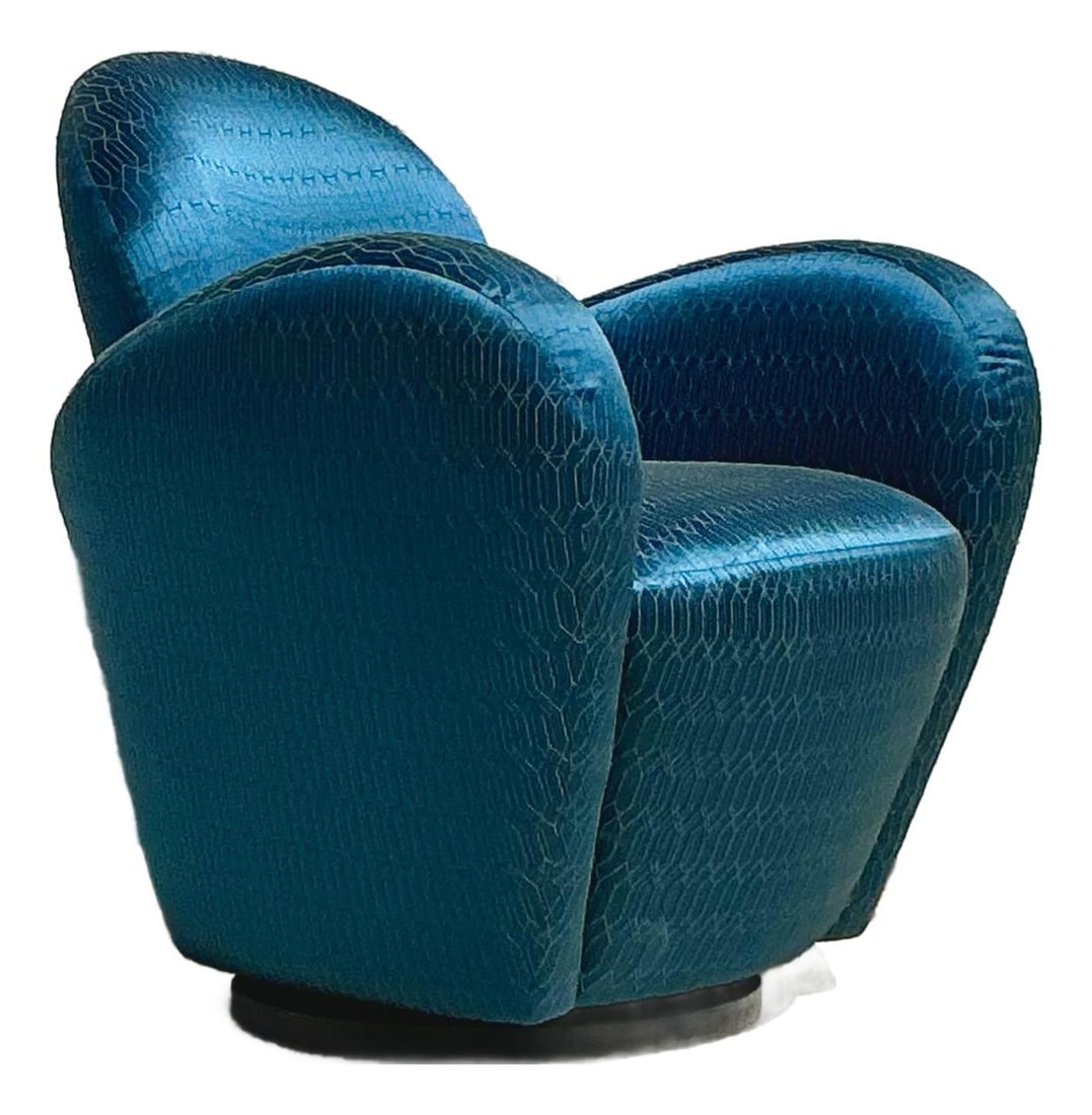 Teal Vintage Swivel Chair After Michael Wolk for Directional (1 of 10)