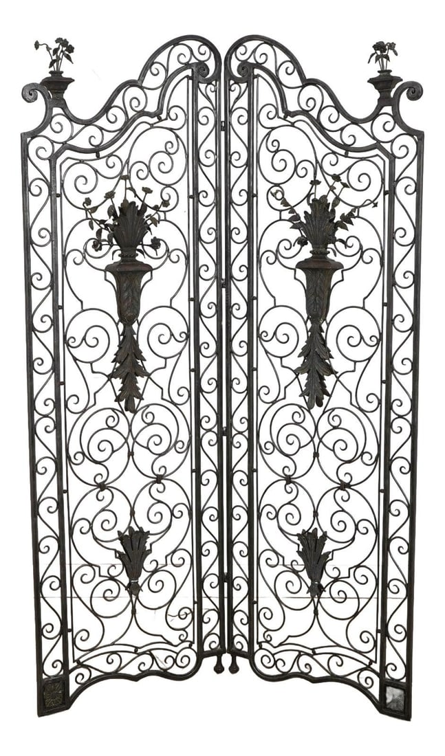 Maitland Smith Ornate Iron Bronze 2 Section Room Divider 54" Wide (1 of 10)