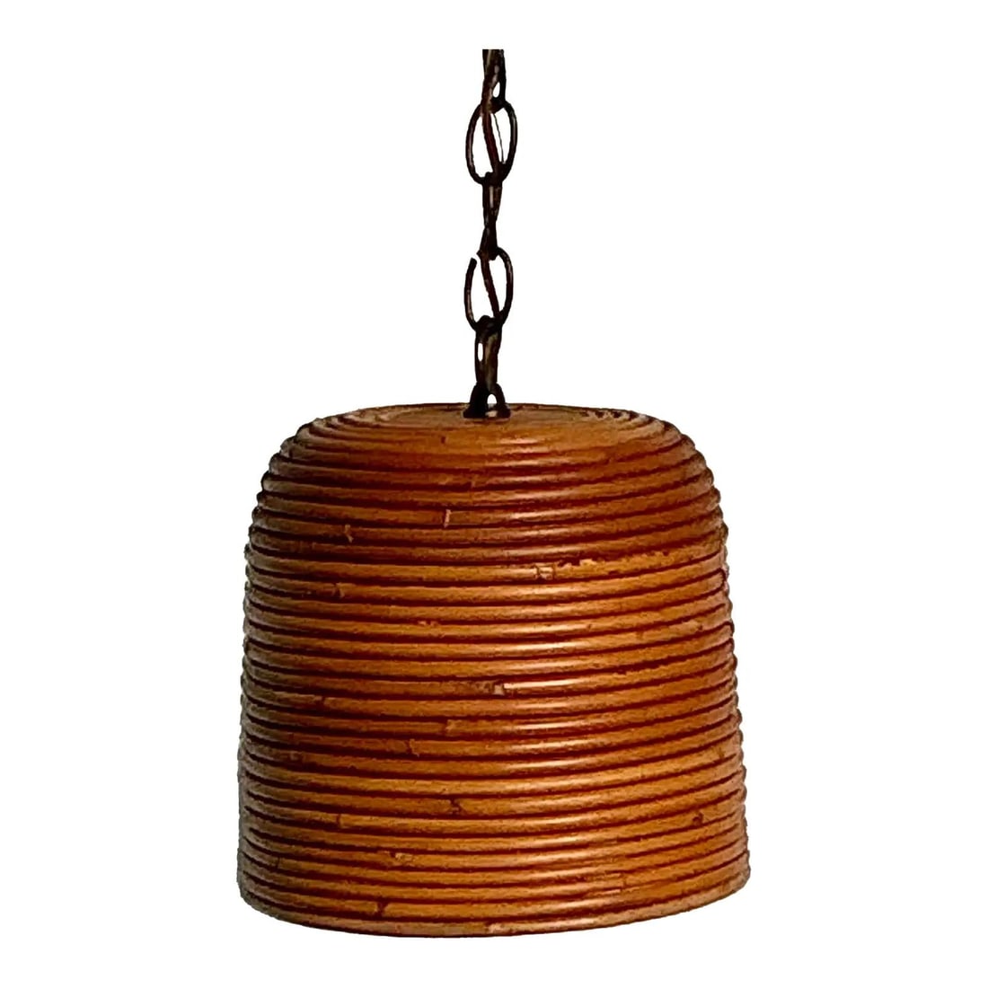 Hand-Coiled Pencil Reed Rattan Cylinder Pendant Light in Honey Tone (1 of 7)