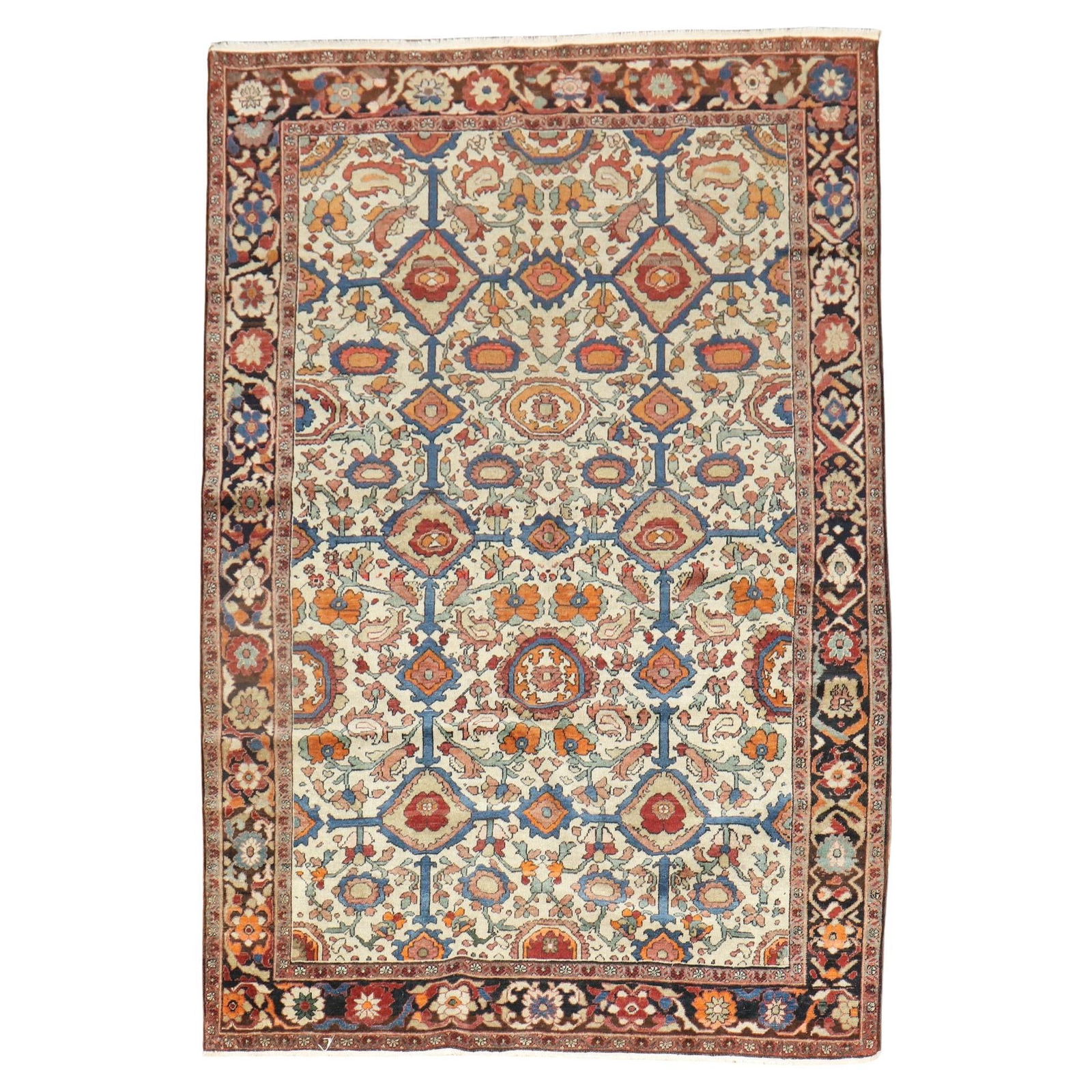 Zabihi Collection Tribal Ivory Malayer Accent Rug 50 x 75 in Wool Hand-Woven Vintage: Zabihi Collection Tribal Ivory Malayer Accent Rug 50 x 75 in Wool Hand-Woven Vintage This exquisite Zabihi Collection accent rug features a stunning ivory ground with a tribal design, showcasing the a
