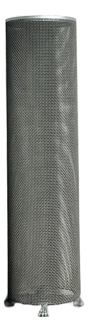 Cylindrical Woven Metal Bohemian Pedestal Table Silver Industrial Accent 48.62" High (1 of 8)