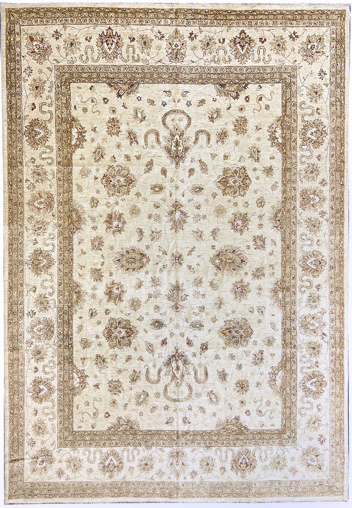 Large Light Neutrals Chobi Peshawar Handmade Rug 11.10 x 14.8 ft (1 of 12)