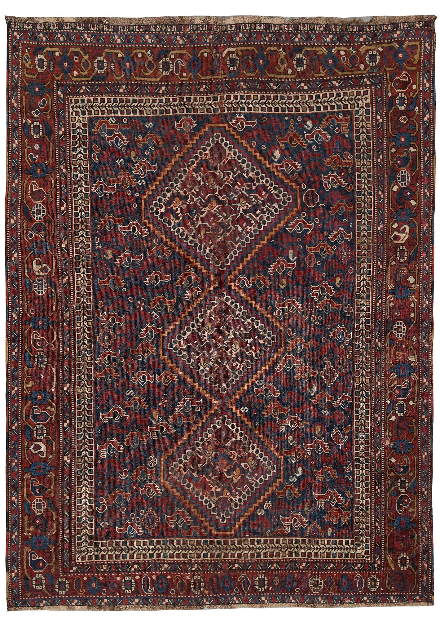 Antique Persian Qashqai Rug 4.4 x 6 Fine Tribal Design (1 of 12)