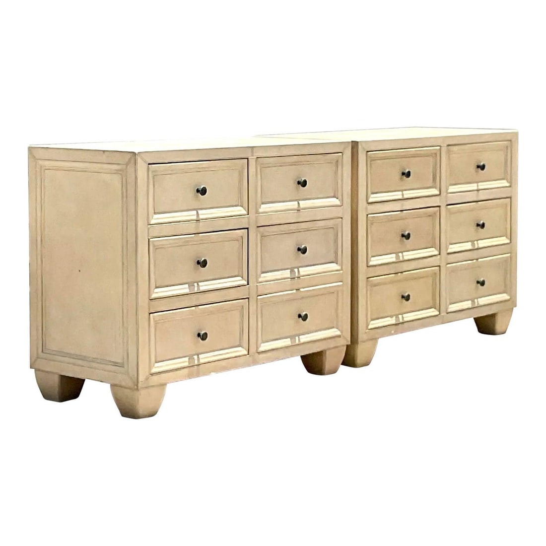 Vintage Boho Lexington Leather Wrapped Chest of Drawers Ivory (1 of 8)