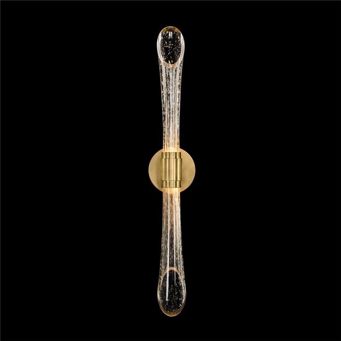 John-Richard Rhapsody Fluted Wall Sconce Glass and Brass: John-Richard Rhapsody Fluted Wall Sconce Glass and Brass Illuminate your space with this elegant Rhapsody Fluted Wall Sconce featuring a stunning seeded glass shade. Designed for vertical orientation,