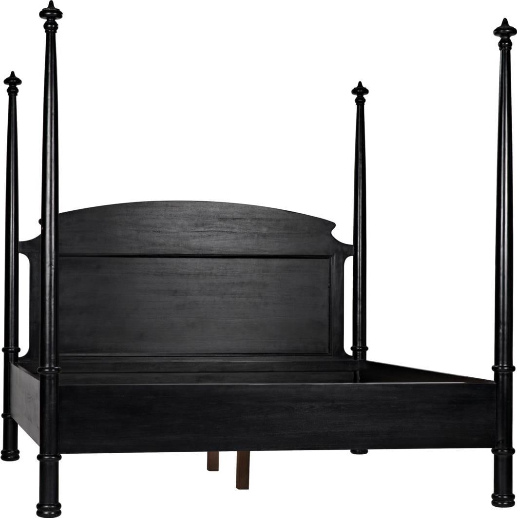 Noir Hand-Rubbed Black Mahogany Eastern King Bed Vintage Style (1 of 1)