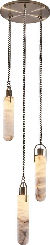 Kalco Flint Pendant Alabaster Brass LED Dimmable 3 Light: Kalco Flint Pendant Alabaster Brass LED Dimmable 3 Light Illuminate your space with the Stylish Flint Pendant, a stunning blend of alabaster and brass that adds a touch of elegance to any room. This p