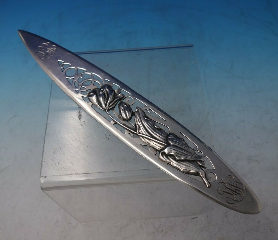 Shiebler Poppy Sterling Silver Letter Opener 10in c.1890 Monogrammed (1 of 7)