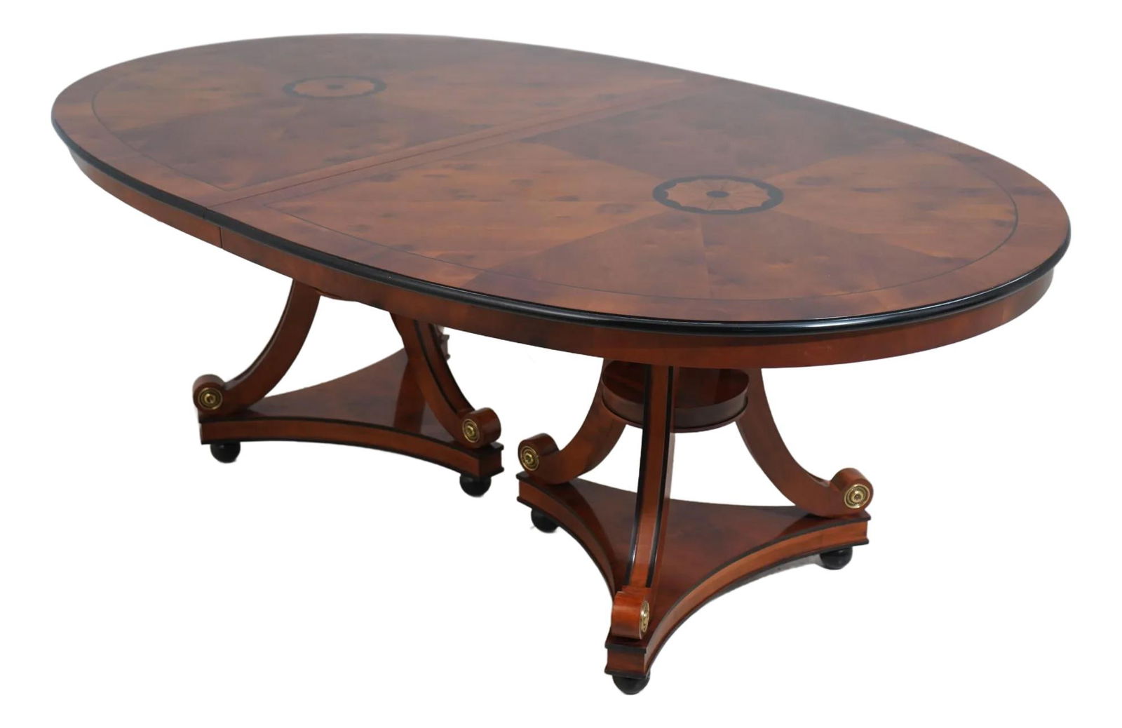 Century Neoclassical Walnut Dining Table with 2 Leaves (1 of 10)