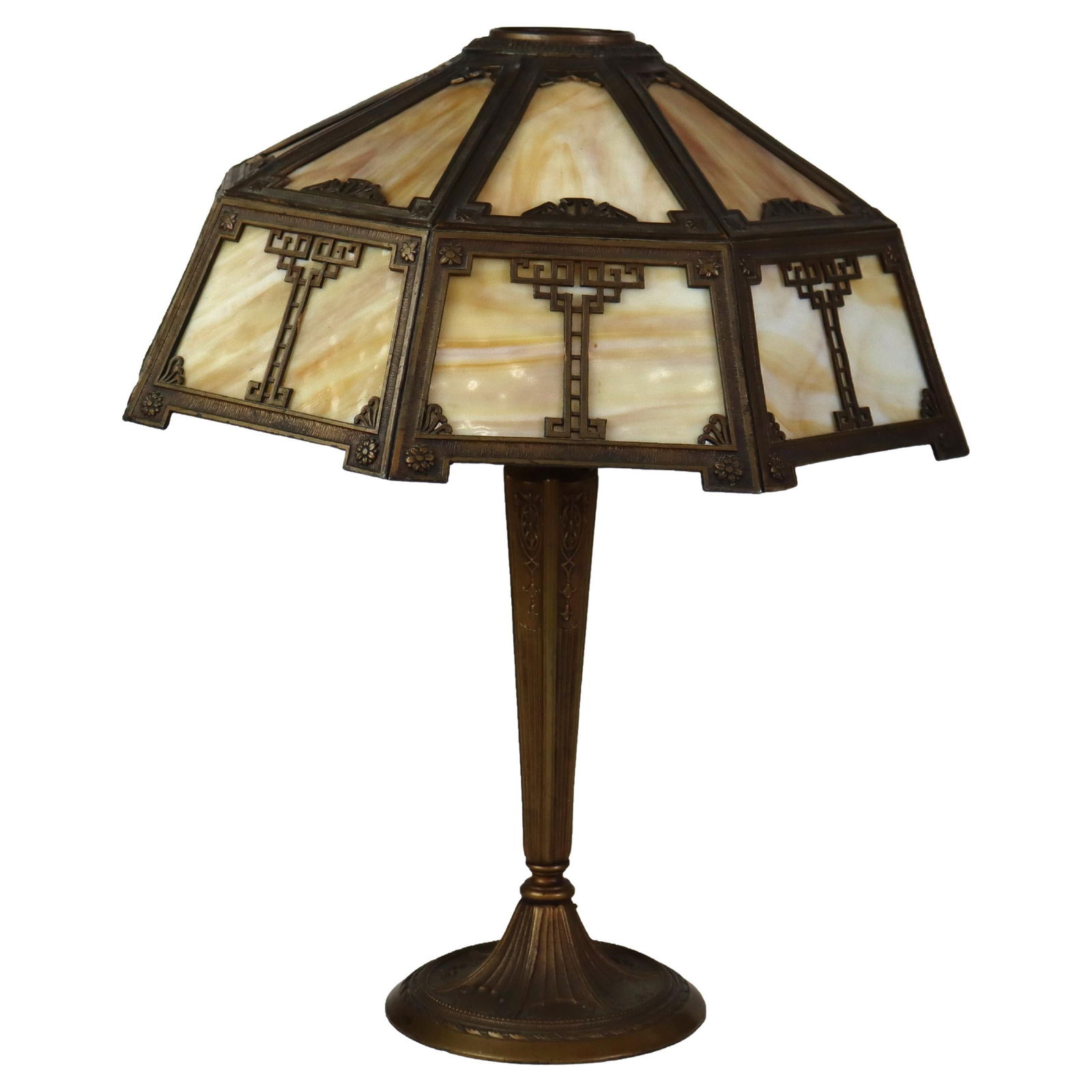 C1910 Antique Arts & Crafts Slag Glass Table Lamp 23.5 inches (1 of 8)