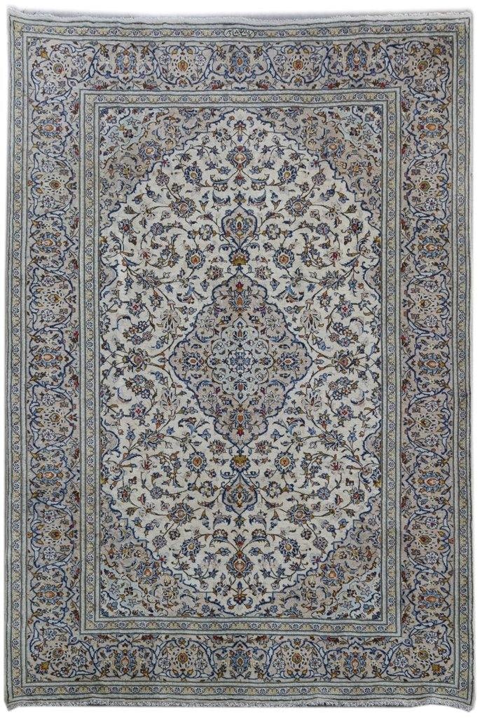 Ivory Persian Kashan Rug 7'11 x 11'10 Handcrafted Signed Traditional (1 of 6)