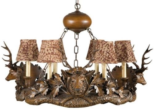Rustic Lodge Stag Head Bowl Chandelier UL-Listed Resin Lighting (1 of 1)