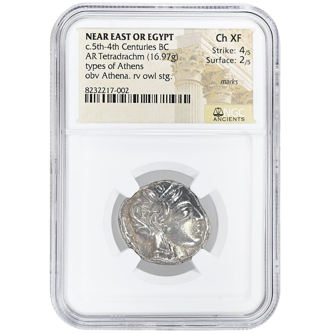 Athena AR Tetradrachm Silver Coin NGC CH XF 5th-4th Century BC (1 of 2)