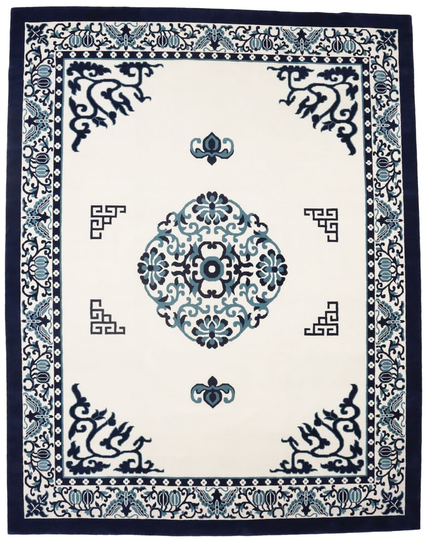 Large Hand-Knotted Wool Area Rug Modern Floral Pattern 12'0 x 15'4 (1 of 18)