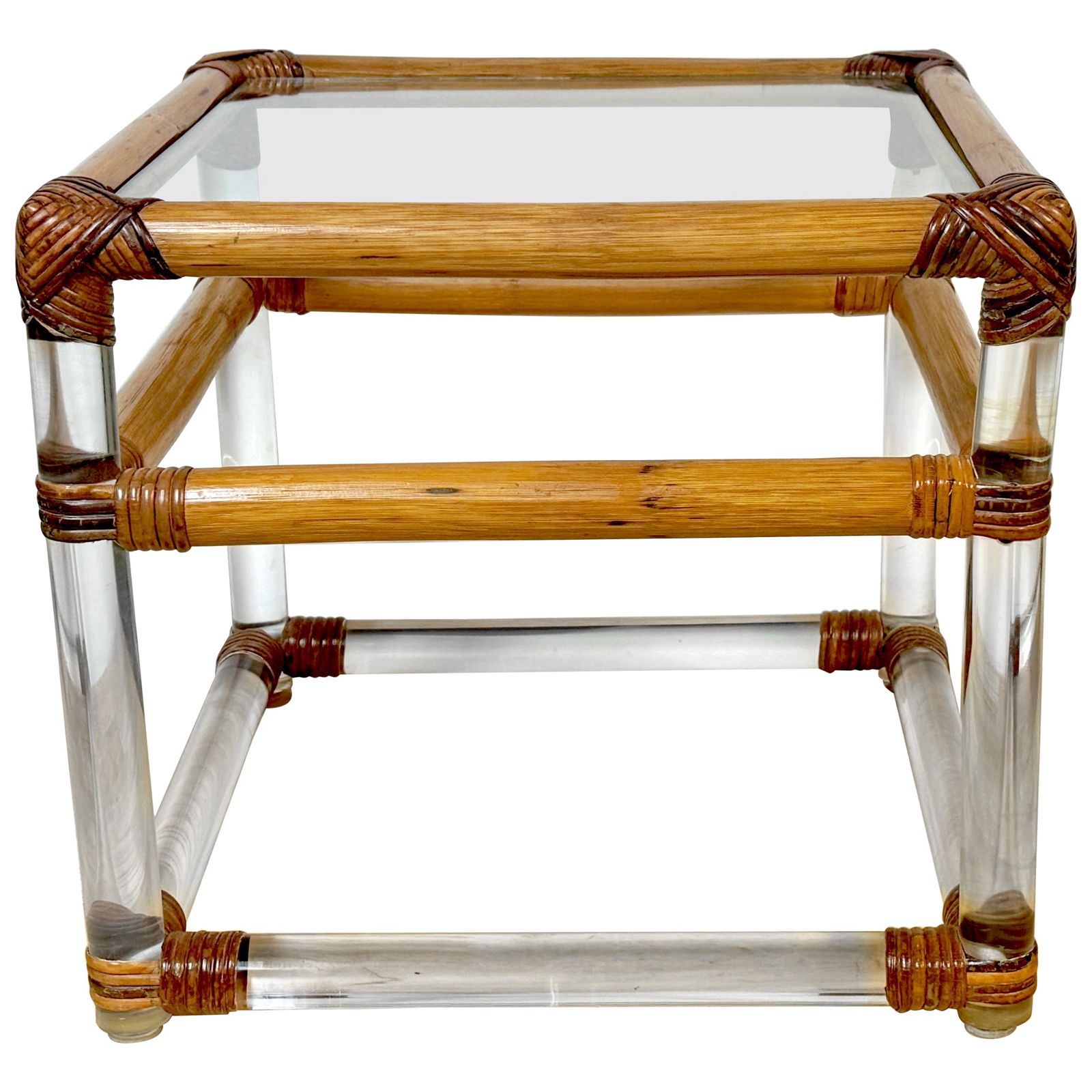 1970s Mid-Century Modern Bamboo Lucite Cube Table by Crespi (1 of 8)