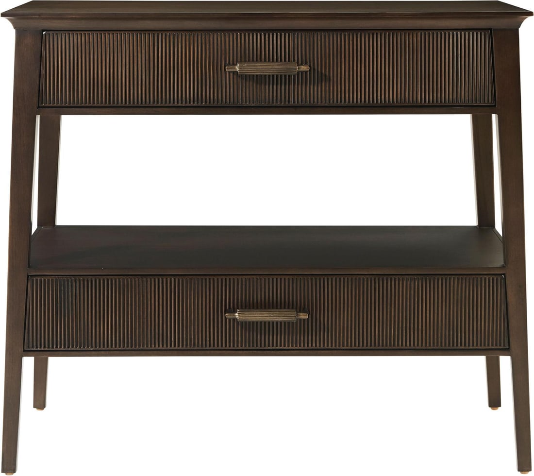 Theodore Alexander Lido Nightstand Aluminum Wood Rectangle: Theodore Alexander Lido Nightstand Aluminum Wood Rectangle Introducing the Lido Nightstand, a stylish and functional addition to your bedroom. Crafted by Theodore Alexander, this elegant nightstand fe